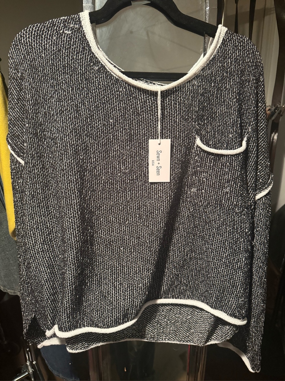 Black & White Textured Crewneck Sweater